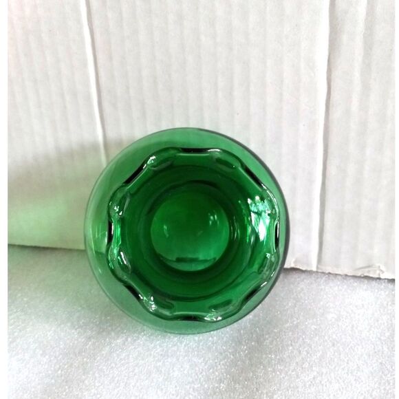 Anchor Hocking Ruffled Rim Bud Vase Green 1950s 1960s Vintage Midcentury MCM - Picture 3 of 4